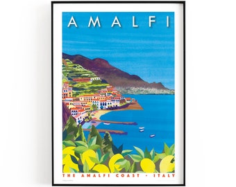 LARGE GICLEE PRINT, Amalfi, Italy | Italy travel poster | Italy print | home decor | giclee print | large format print |Amalfi print