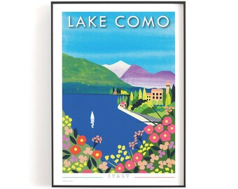 LAKE COMO, Italy print A3 | Printed on textured paper with a thin white border.