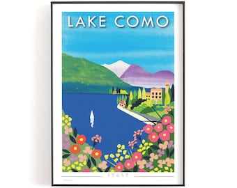 LAKE COMO, Italy print A5 or A4 | Printed on textured paper with a thin white border.