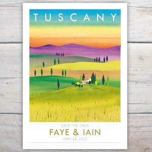 Tuscany save the dates for destination wedding in Italy,