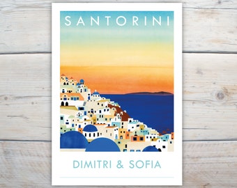 Santorini invitations, Greece destination wedding