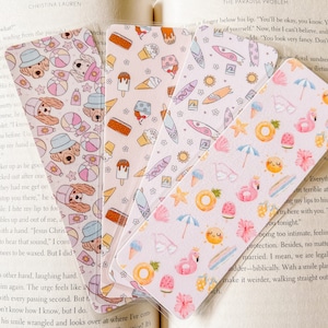 A Pink Summer Bookmark Collection | Book Lovers Bookmark | Laminated Bookmark | Bookworm Gift | Reader Librarian Gift