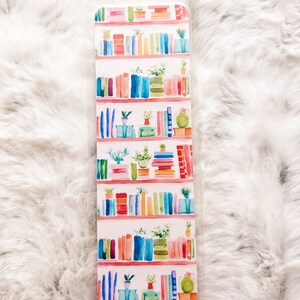 Bookshelf Books & Plants Bookmark Book Lovers Bookmark Laminated Bookmark Bookworm Gift Gift for Reader Librarian Gift image 5