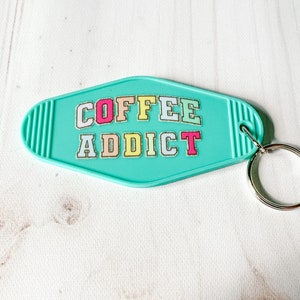 Coffee Addict Keychain | Bookworm Keychain | Cute Motel Keychain | Gifts for Her | Coffee Lovers Keychain | Coffee Lovers Gift