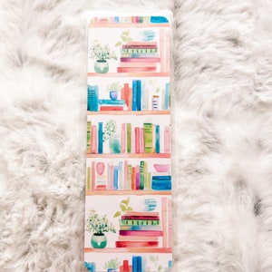 Bookshelf Books & Plants Bookmark Book Lovers Bookmark Laminated Bookmark Bookworm Gift Gift for Reader Librarian Gift image 4