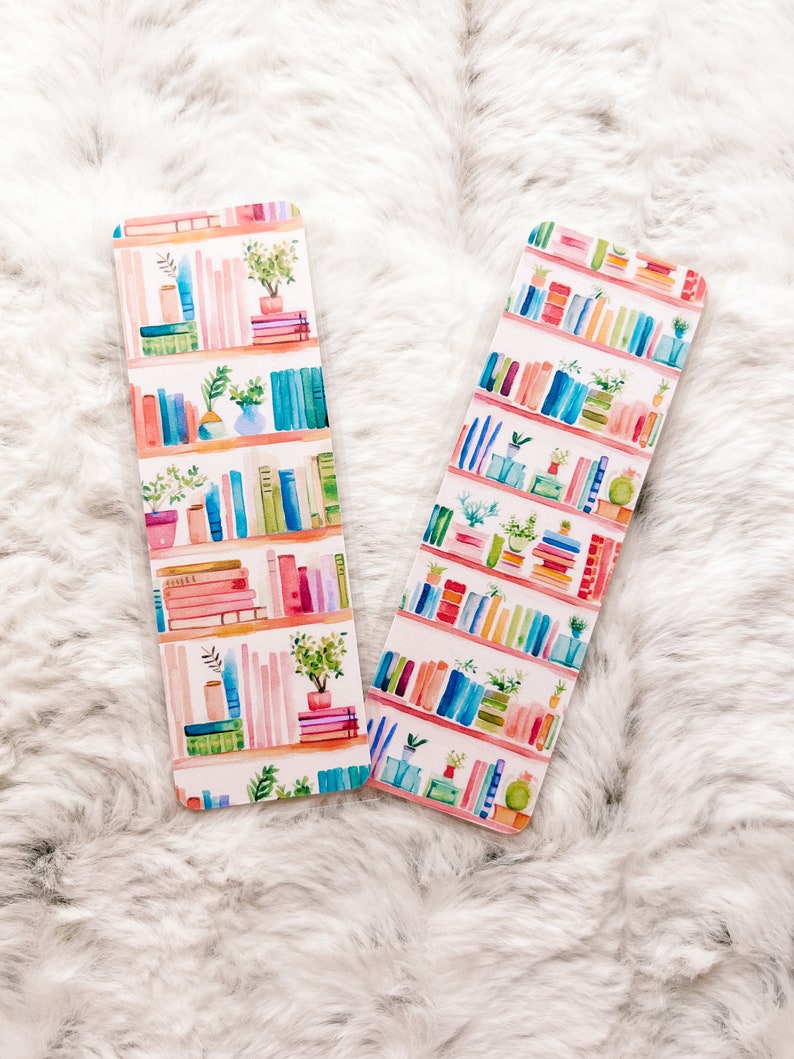 Bookshelf Books & Plants Bookmark Book Lovers Bookmark Laminated Bookmark Bookworm Gift Gift for Reader Librarian Gift image 6