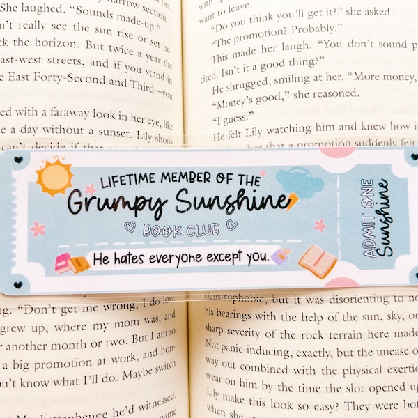 Grumpy Sunshine Book Club Bookmark | Book Lovers Bookmark | Laminated Bookmark | Bookworm Gift | Gift for Reader | Librarian Gift