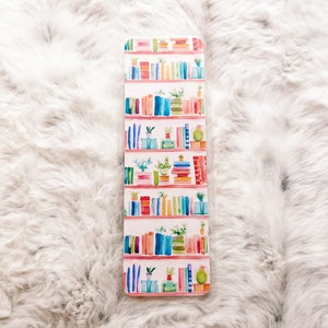 Bookshelf Books & Plants Bookmark Book Lovers Bookmark Laminated Bookmark Bookworm Gift Gift for Reader Librarian Gift Small Scale