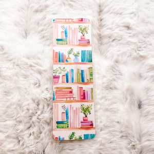 Bookshelf Books & Plants Bookmark Book Lovers Bookmark Laminated Bookmark Bookworm Gift Gift for Reader Librarian Gift Large Scale