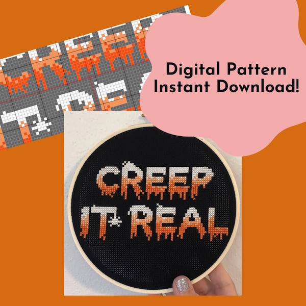Instant Download Cross Stitch Pattern - DIY Cross Stitch Pattern - Halloween Cross Stitch - Creepy Cross Stitch - PDF Pattern - Spooky