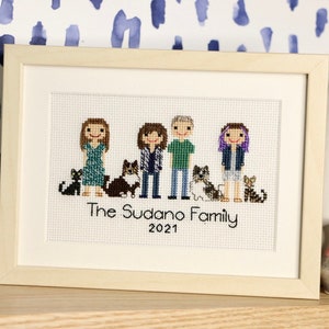 Benutzerdefinierte Kreuzstich Familien Porträt - Hand gestickte Familie - Familie Hoop Art - personalisierte Nadelspitze - individuelles Familien Porträt