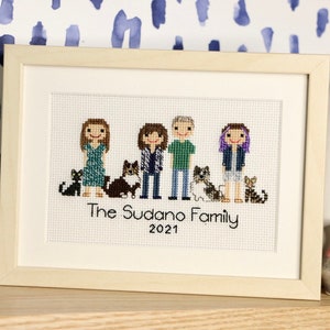 Custom Cross Stitch Family Portrait Hand Embroidered Family Family Hoop Art Personalized Needlepoint Custom Family Portrait image 1