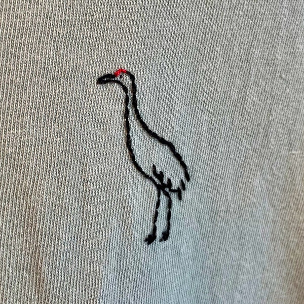 Sandhill Crane T Shirt - Hand Embroidered Casual Shirt - Friendly Animal Tee - Embroidered Bird Shirt - Sage Green - Florida Animal