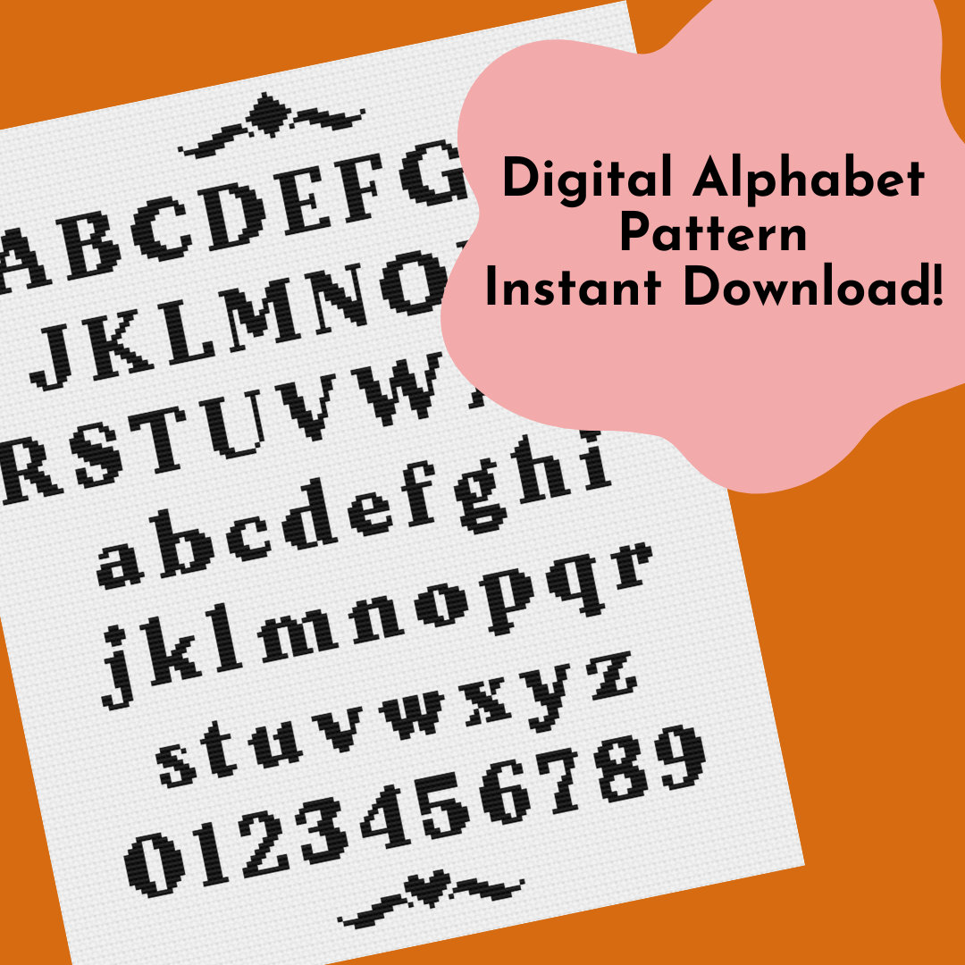 Instant Download Cross Stitch Alphabet Pattern - DIY Cross Stitch Pattern - Hand Embroidery Font - Traditional Serif Font - PDF Pattern