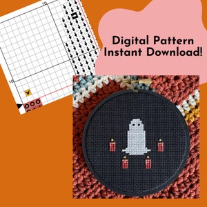 Instant Download Cross Stitch Pattern - DIY Cross Stitch Pattern - Halloween Cross Stitch - Seance Ghost Cross Stitch - PDF Pattern - Spooky