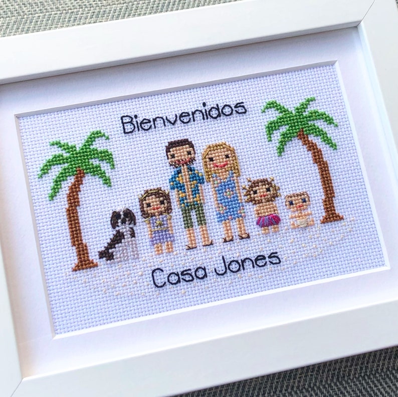 Custom Cross Stitch Family Portrait Hand Embroidered Family Family Hoop Art Personalized Needlepoint Custom Family Portrait image 8