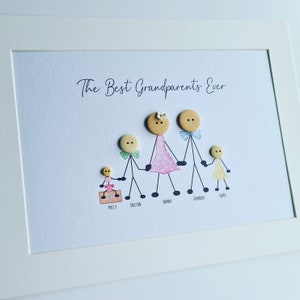 Impressão personalizada de avós, arte de botão, retrato de família, melhor babá de todos os tempos, presente de Natal, personalizado, aquarela, presente de dia das mães