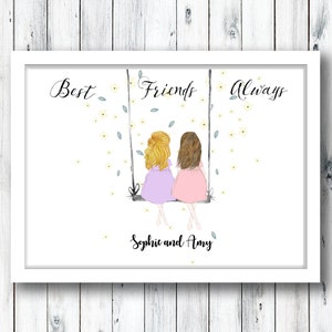 Best friend print, Best friends forever, Friendship print, Bestie Gift,  Changeable quotes, customisable, Birthday Friends