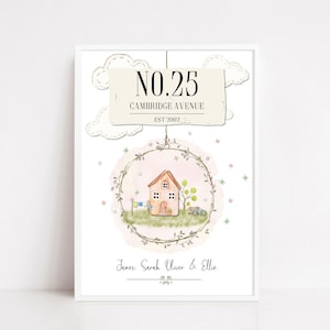Personalised housewarming gift, First Home print, home gift, new family, new house, moving house, Custom new home sign, house sign