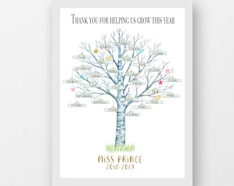 Personalized Teacher Appreciation Tree Print, Class Names Gift