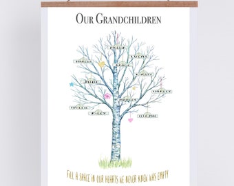 Personalized Grandchildren Family Tree Print, Grandmother Gift