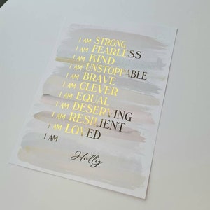 AFIRMACIONES DIARIAS para adolescentes lámina, NIÑOS Afirmación positiva personalizada personalizada para niños inspiración habitación Decoración A4 imprimir carteles
