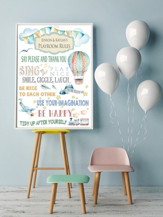 Playroom rules poster, nursery poster, Playroom print, play rules, sign playroom, nursery art for boys, playroom decor, playroom art