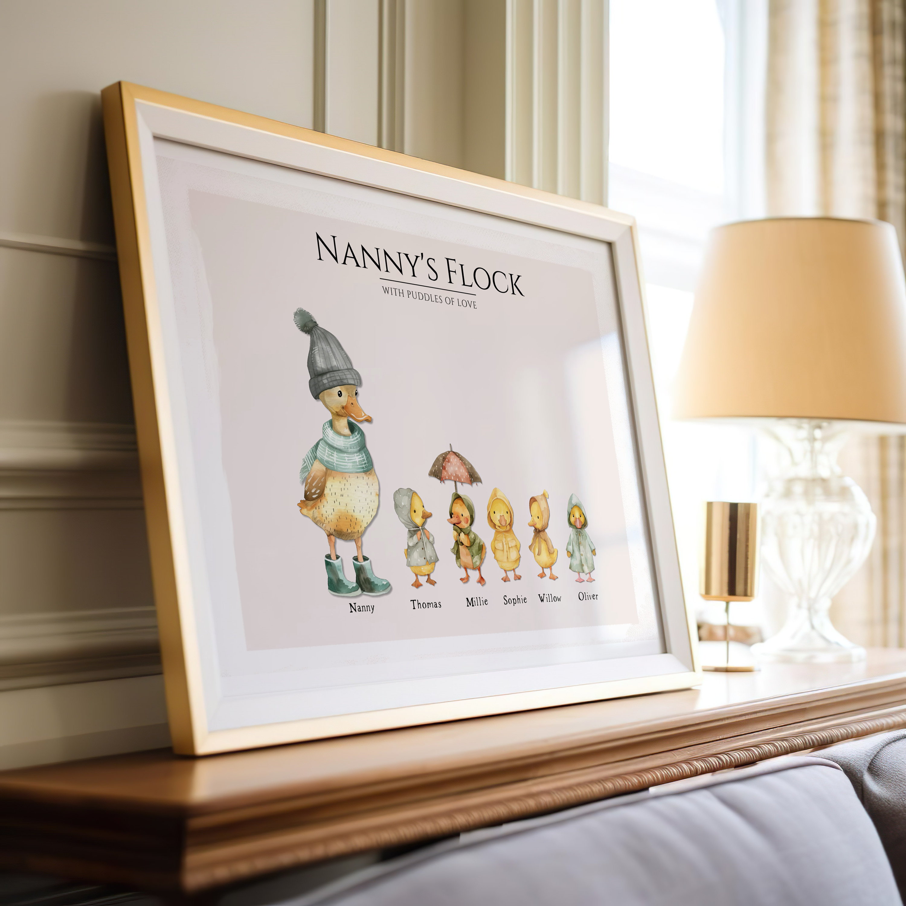 grandchildren print, personalised family print, gift for grandma, duck family print, gift for grandmother, nanny, grandparents, Mother's Day