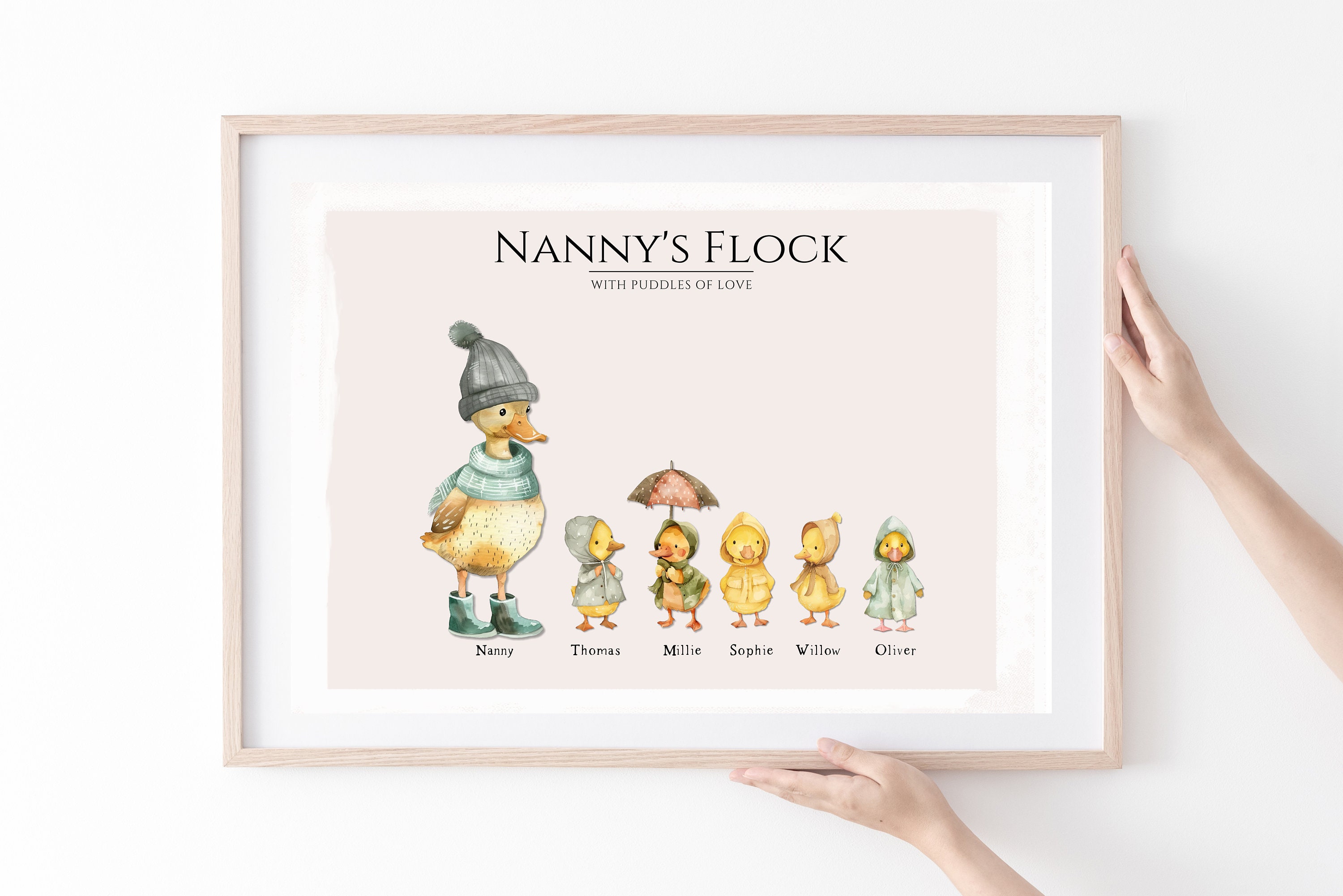 grandchildren print, personalised family print, gift for grandma, duck family print, gift for grandmother, nanny, grandparents, Mother's Day