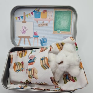 Ours premier jour à l'école dans une boîte, souvenir de sac d'école, réception 1er jour, enseigne d'école personnalisée, cadeau de rentrée des classes, ours en peluche