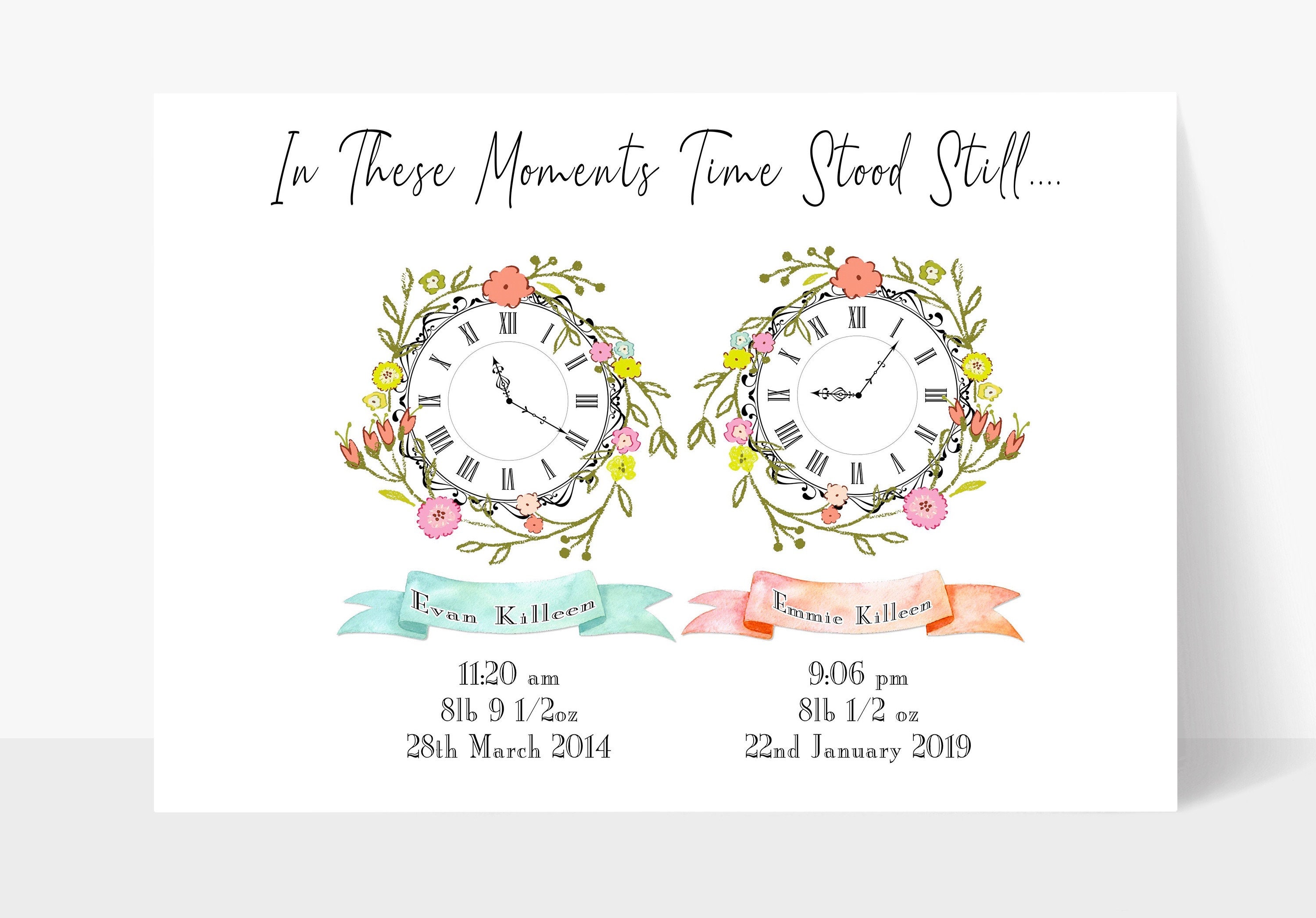 When Time Stood Still Clock Print Birth Time Art - Etsy