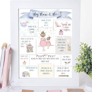Personalised My Mum and me memory print, Mother&#39;s day gift for mum, Mum Birthday gift, custom print for Mom, My Nanny and me Christmas