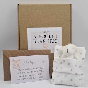 A Little Pocket Bear Hug - Giving hugs, hug gift, supporting positive mental health, missing you, get well soon, friendship gift