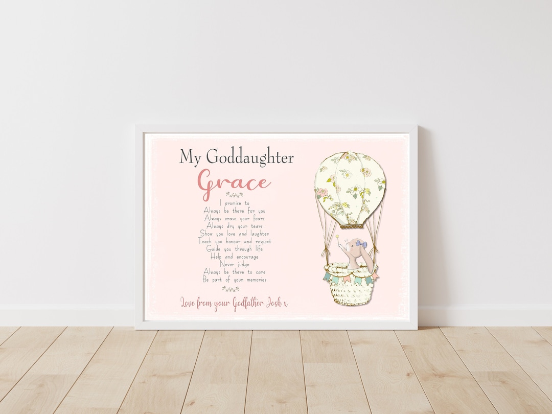 Christening Gift, Naming Day, Godparent Personalised Wall Art, New Baby
