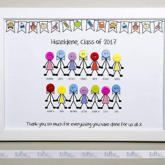 Personalized Button Class Gift, Teacher Thank You Print