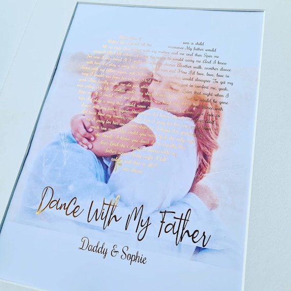 Father's Day foil song lyric art with background picture | Etsy