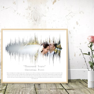First Dance Wedding sound wave art, Anniversary Gift, Paper Anniversary, watercolour, Custom Bride&#39;s gift, Groom&#39;s Gift