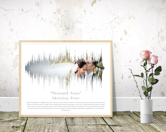 First Dance Wedding sound wave art, Anniversary Gift, Paper Anniversary, watercolour, Custom Bride's gift, Groom's Gift