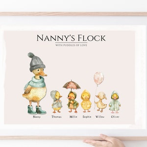grandchildren print, personalised family print, gift for grandma, duck family print, gift for grandmother, nanny, grandparents, Mother's Day