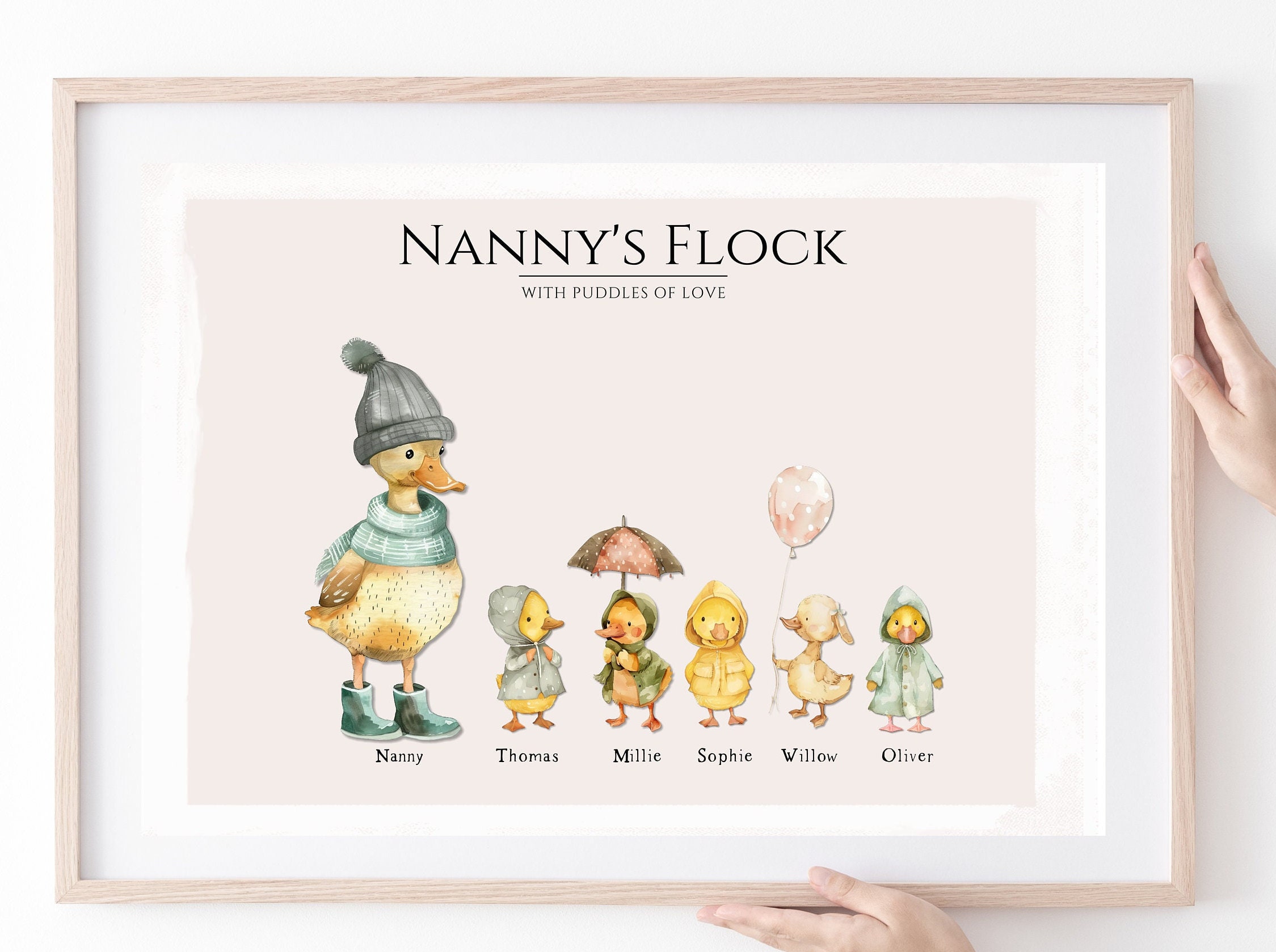 grandchildren print, personalised family print, gift for grandma, duck family print, gift for grandmother, nanny, grandparents, Mother's Day