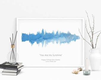 A3 Sound wave, wall art gift, music gifts, song lyrics, first dance print, Father's Day, Personalised Sound wave, Paper gift