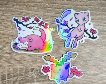 Slowpoke Spring Poke Sticker | Holographic Rainbow Vinyl