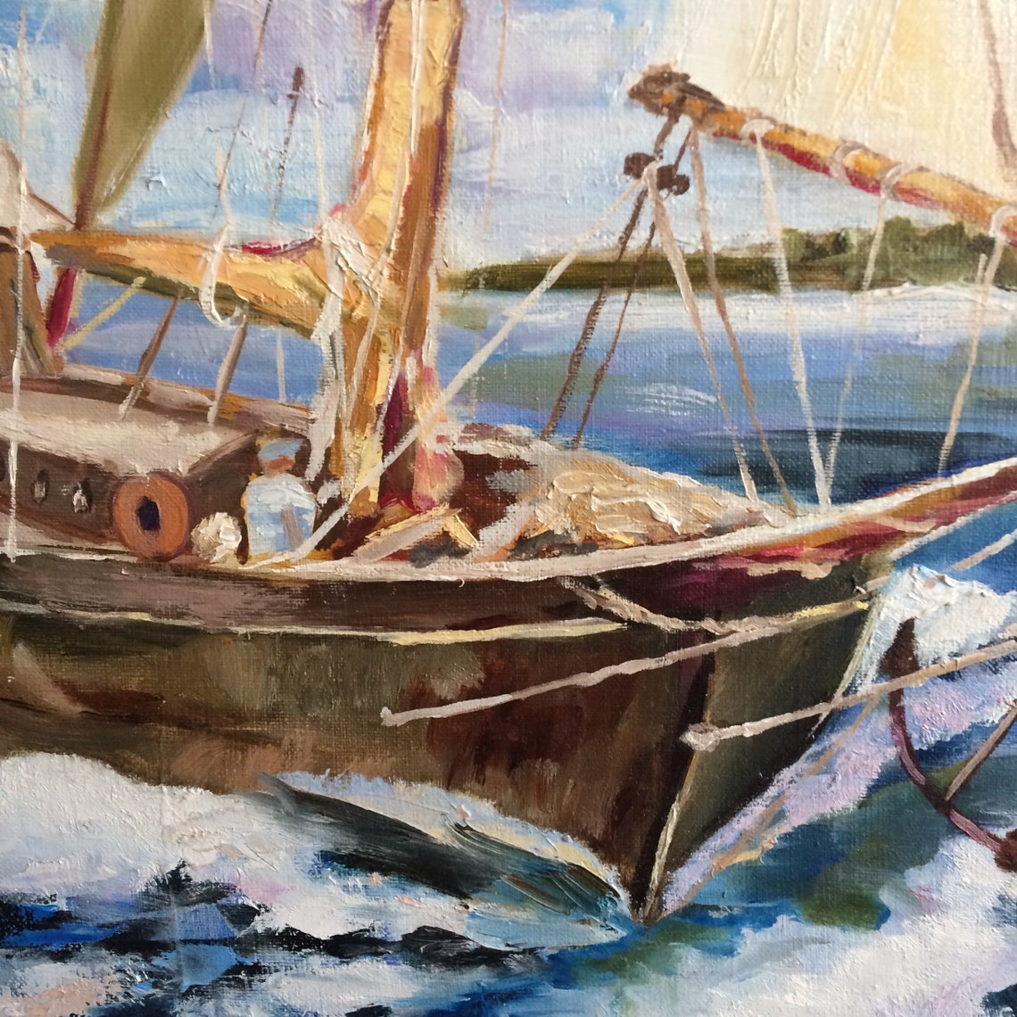 Yacht painting Sailboat Painting Seascape Original artwork Etsy