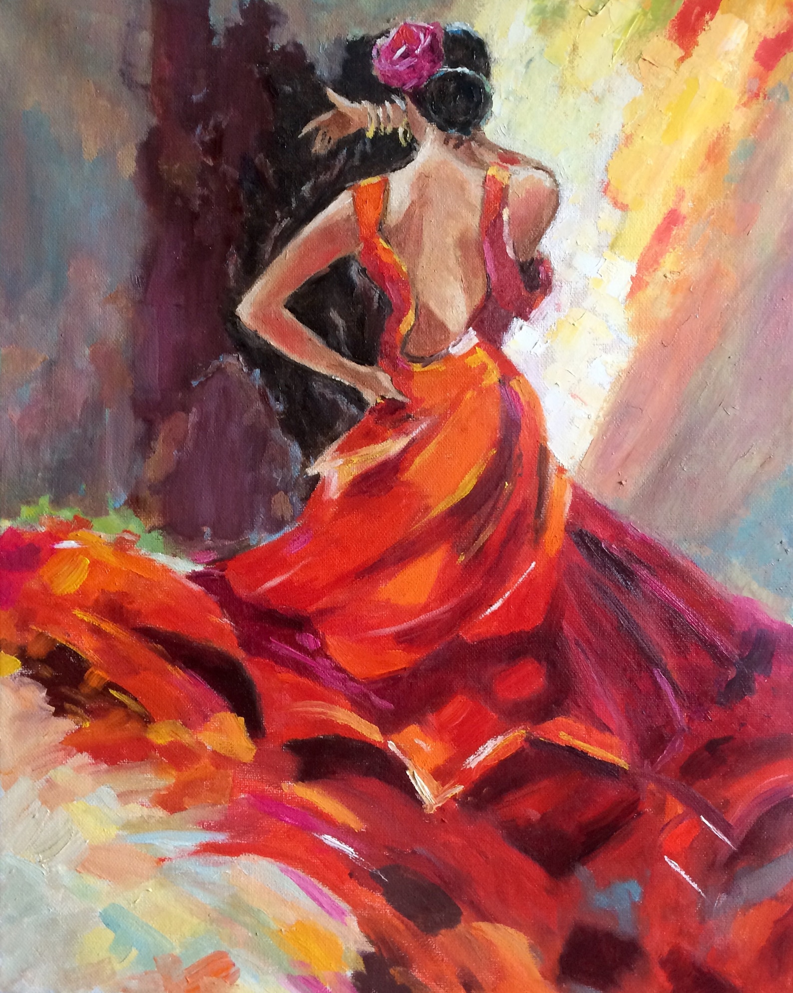 Flamenco Dancer Painting Original Oil Painting On Canvas Etsy