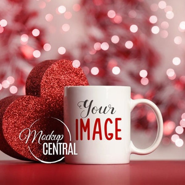 Valentine's Day Coffee Cup Mockup Photo, Styled Stock Photography, Love Mug Photo Graphic Design Mock Up, JPG Digital Download