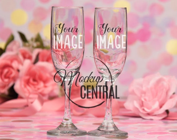 Blank White Clear Bridal Shower Wine Glass Mockup Styled