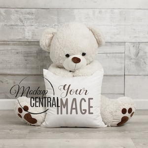 Children&#39;s White Square Mockup Pillow, Bedroom Photo Mock Up, Baby Mockup Throw Pillow, Styled Stock Photography, JPG Instant Download