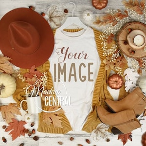 Bella Canvas 3001 Mockup Fall Shirt, Tshirt Mockup, Halloween T-Shirt Mockups, Fall Mockup Shirt, Thanksgiving Woman&#39;s Bella Canvas Shirt