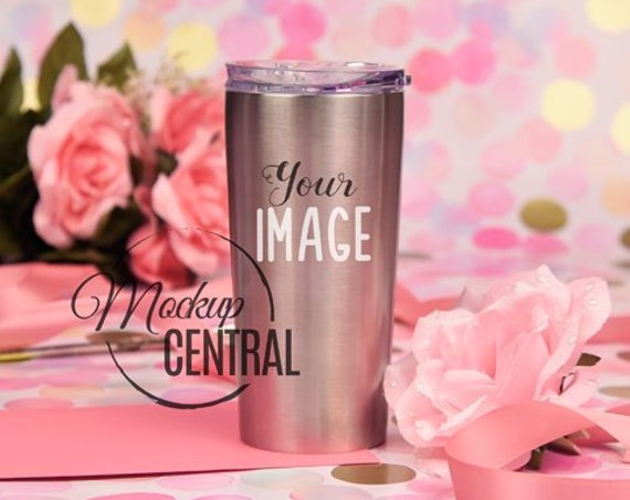 Blank Stainless Steel Insulated Tumbler Cup Mockup Pink Party Blank Stainless Steel Insulated Tumbler Cup Mockup Pink Party