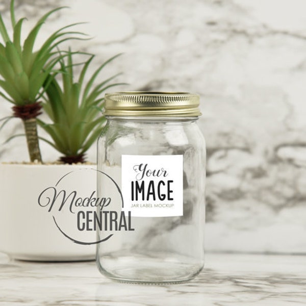 Mason Glass Jar Sticker Label Tag Mockup Design Template Photo, Tag Label Display, Stock Photo Mock Up Template, DIGITAL FILE